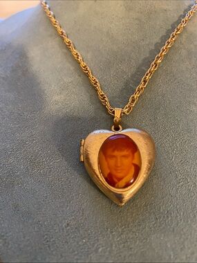 Elvis Gold Toned Heart Locket Necklace -